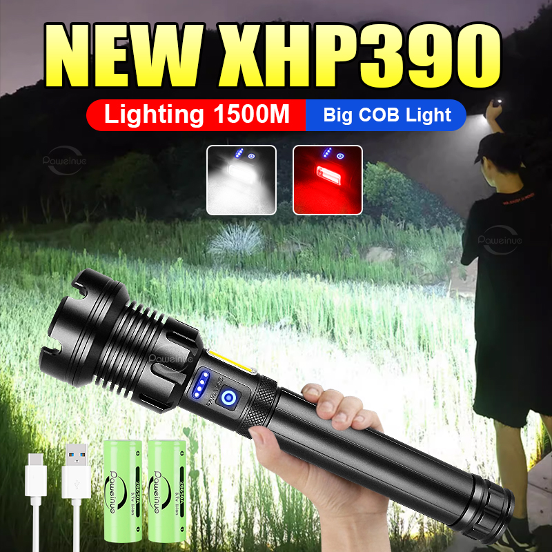 Outdoor Adventure Hunt - Linterna más potente XHP390, Linterna recargable